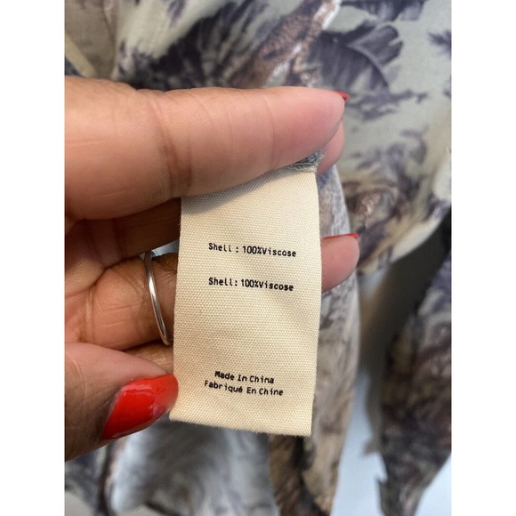 L'AGENCE Womens Top Size Small Olive Animal Print Viscose Blouse Button Up - Picture 6 of 9